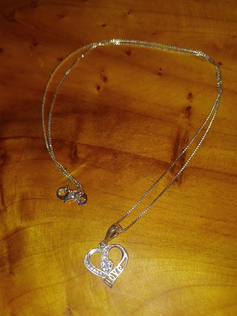 Vintage BZL Sterling Openwork LOVE Heart Pendant Necklace 18" Box Chain 925
